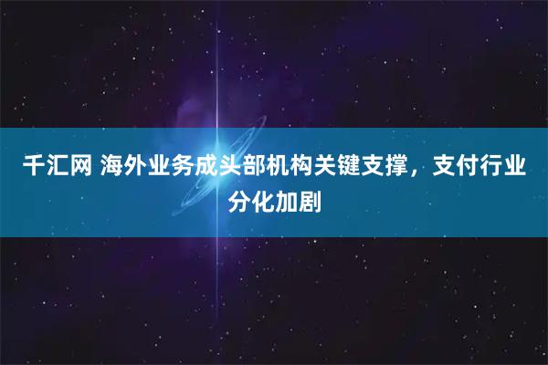 千汇网 海外业务成头部机构关键支撑，支付行业分化加剧